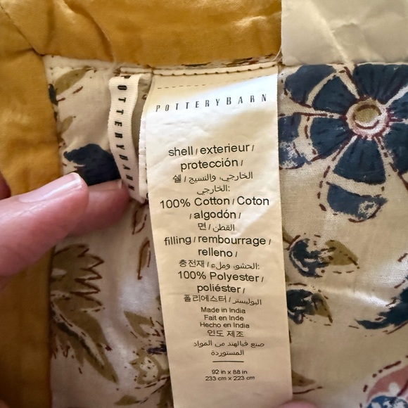 Pottery Barn Yellow, Cream and Blue Floral Bette Quilt - Picture 4 of 5